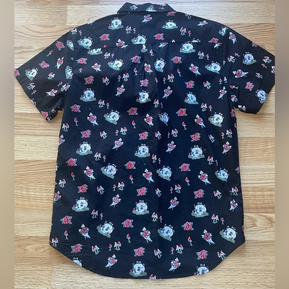 WXYZ MFG CO. Mens Skelton's Floral Size medium Button Down Black Halloween Shirt - Picture 7 of 10